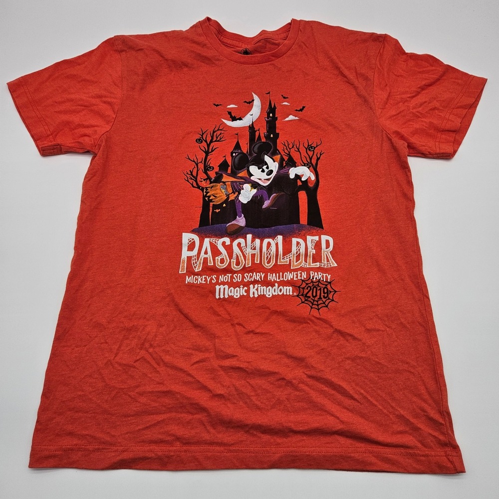 Disney Mickey Mouse Halloween Magic Kingdom Passholder T Shirt‎ Orange Size M